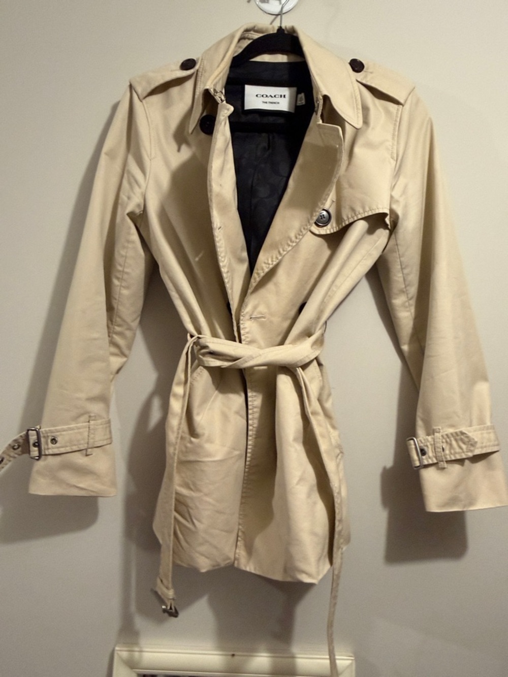 Coach Beige Trench Coat with Self-Tie Belt